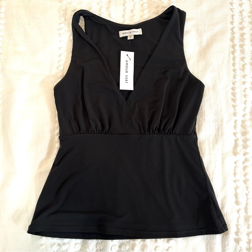 Amour Vert Black v-neck Tank Top NWT! - Picture 6 of 10